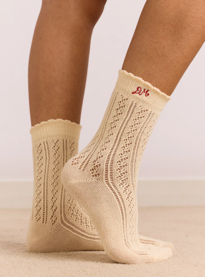 Damson Madder Pointelle Socks Two Pack