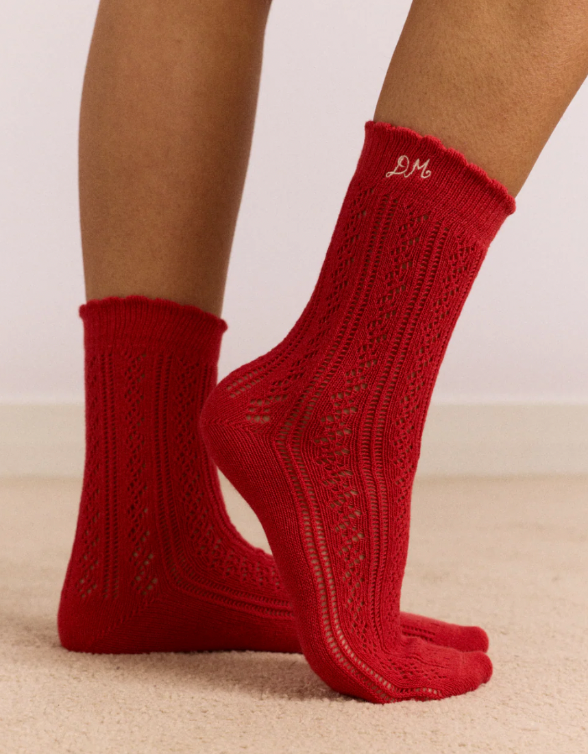 Damson Madder Pointelle Socks Two Pack
