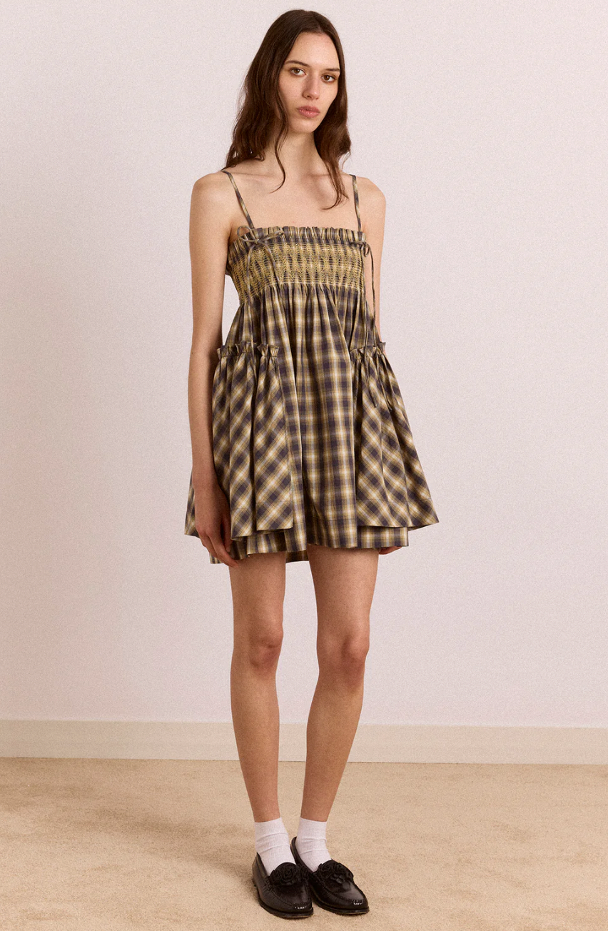 Lilo Mini Dress, Cardamom Check