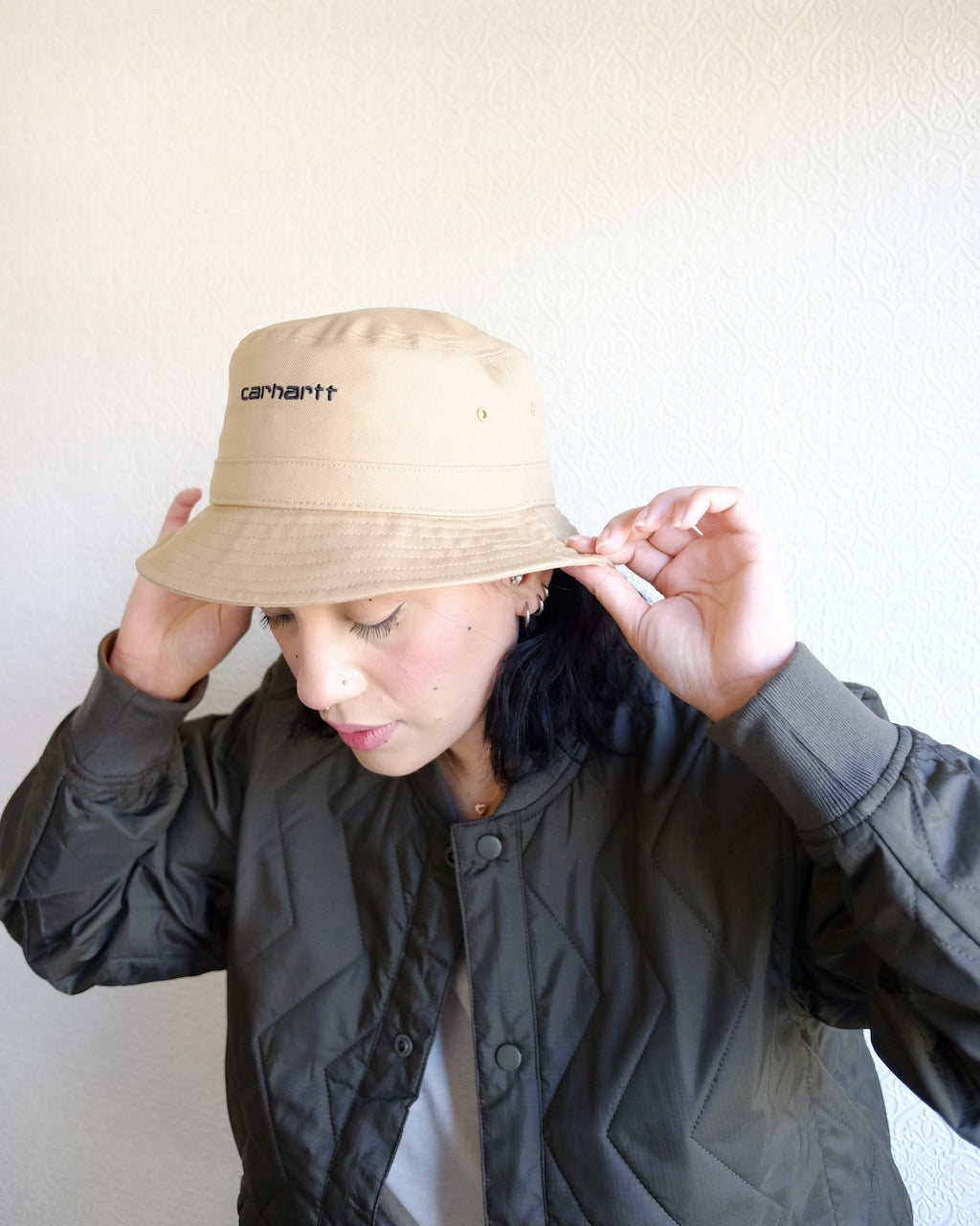 Script Bucket Hat, Dusty Light Brown