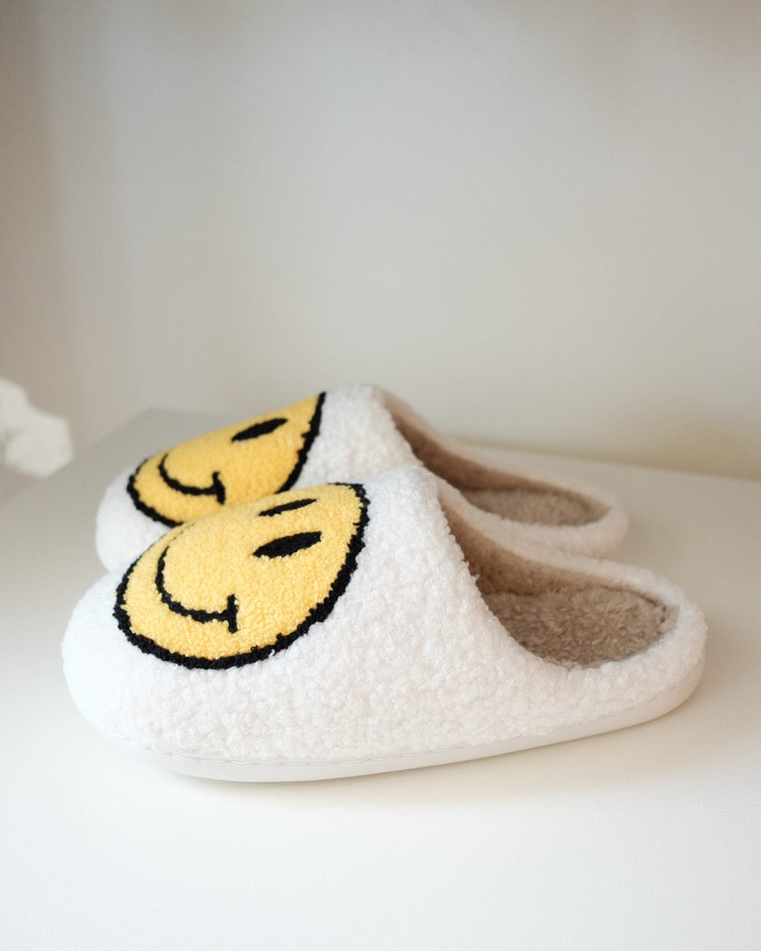 Smiley House Slippers, Yellow/Black