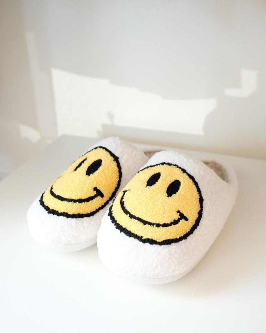 Smiley House Slippers, Yellow/Black