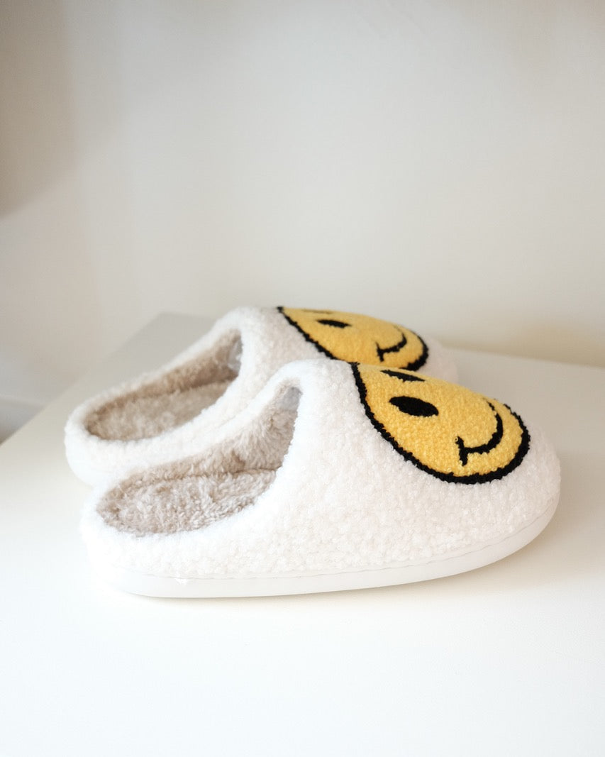 Smiley House Slippers, Yellow/Black