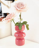 Painted Glass Vase, Dark Rose