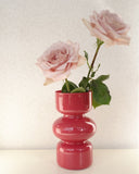 Painted Glass Vase, Dark Rose