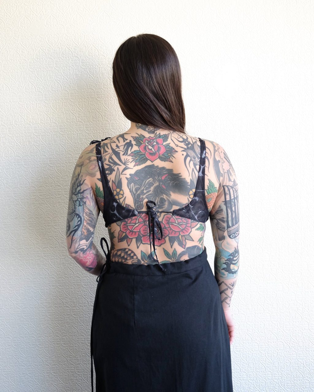 Mesh Bra Top, Silver Print