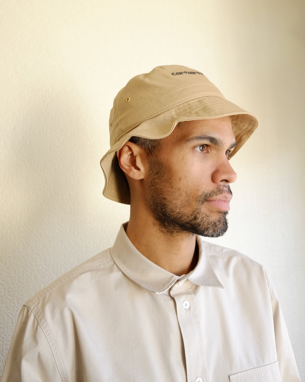 Script Bucket Hat, Dusty Light Brown