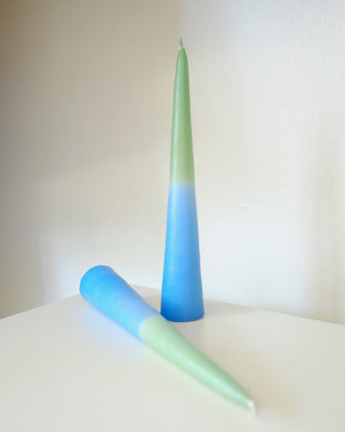 Cone Candle, Blue Green Dip