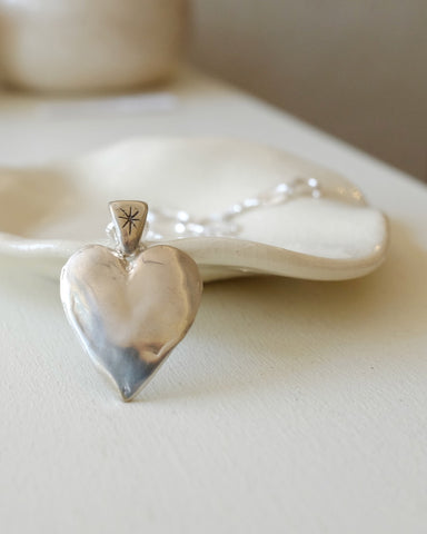 Heart Necklace, Sterling Silver