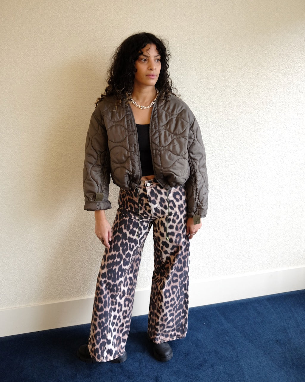 Cropped Military Liner, Olive