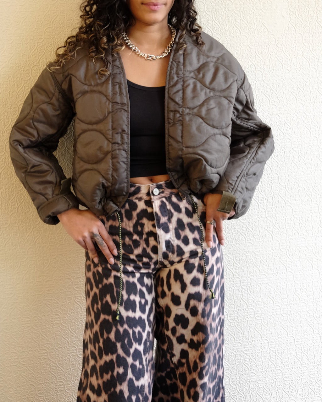 Cropped Military Liner, Olive