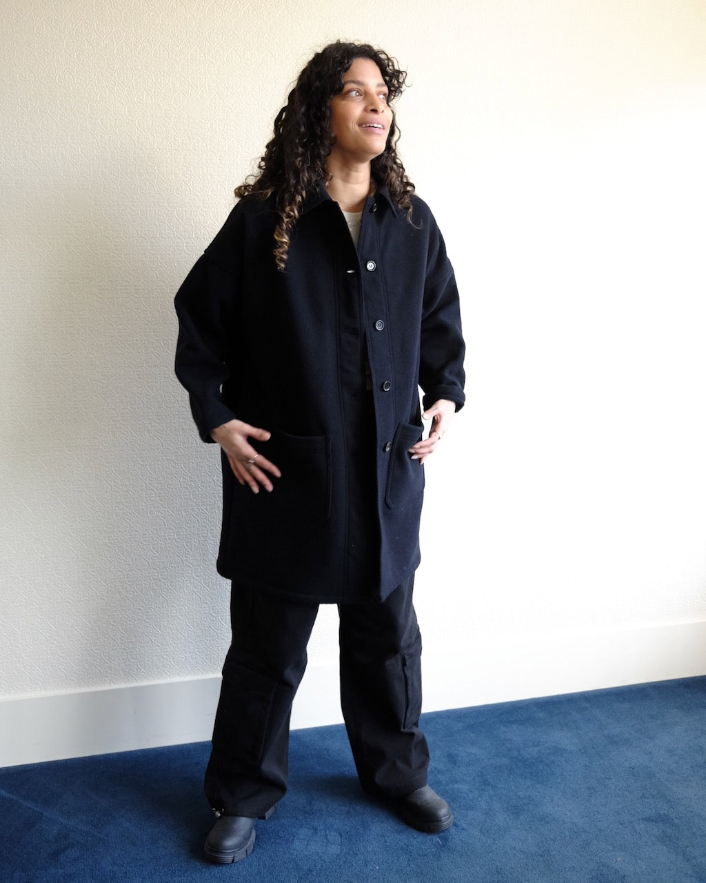 VETRA Melton Wool Coat, Navy