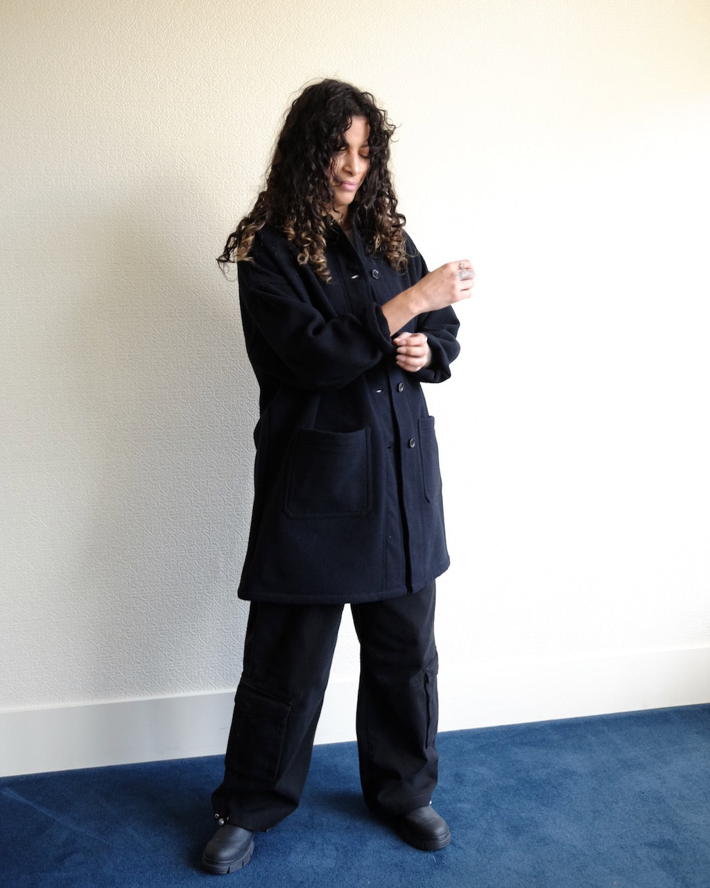 VETRA Melton Wool Coat, Navy