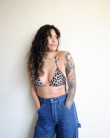 Leopard Tie Bikini Top